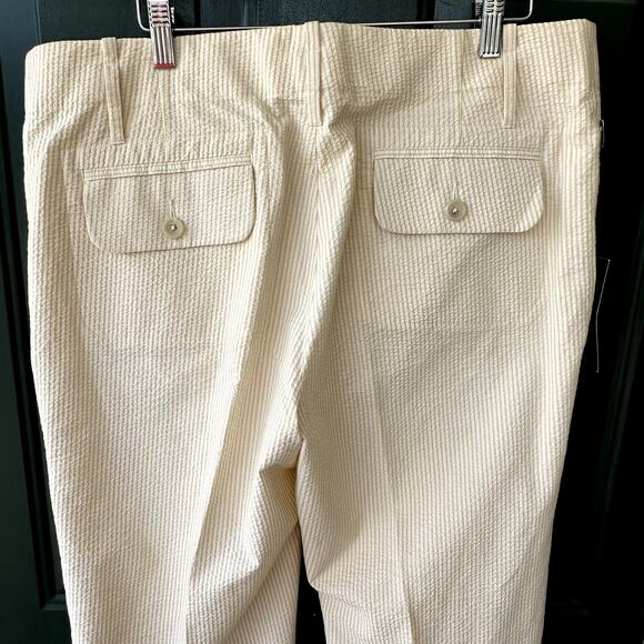 NWT Banana Republic Tan Seersucker Flat Front Wide Leg Trousers Pants Sz 14 Work - Picture 5 of 7